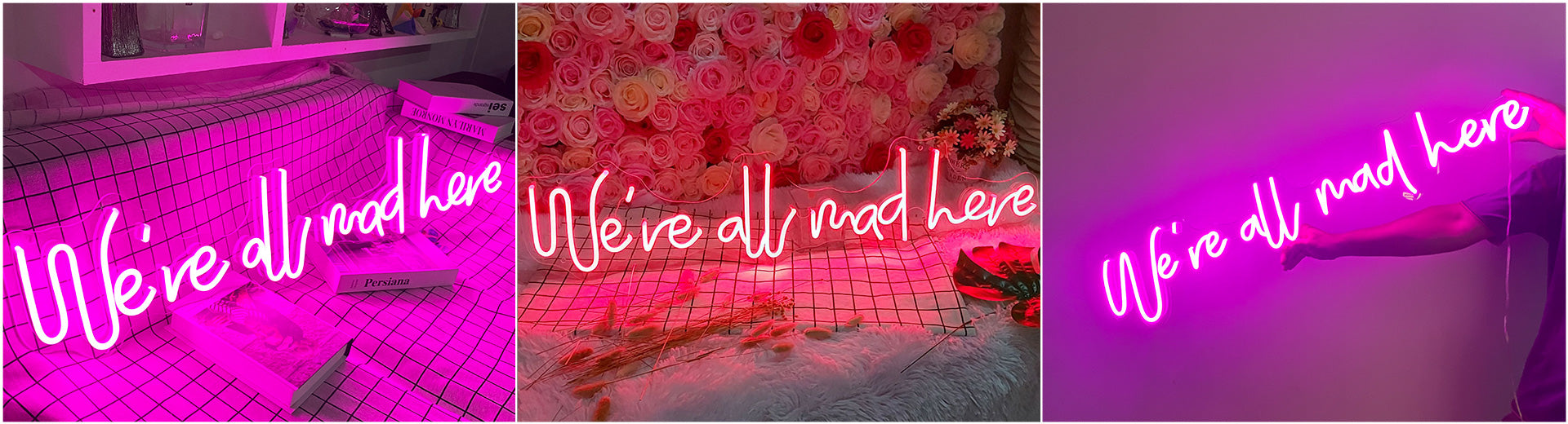 we're all mad here neon sign