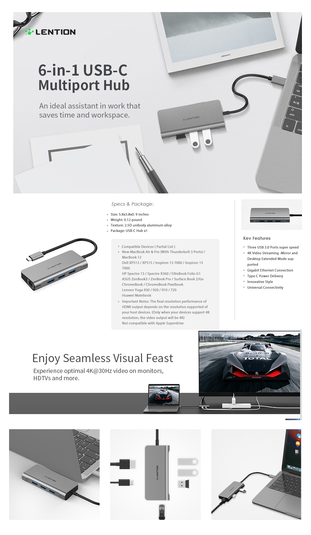 Lention Usb C Hub With 4k Hdmi Gigabit Ethernet 60w Pd And More Lention Lention Usb C Hub With 4k Hdmi Gigabit Ethernet 60w Pd And More Lention