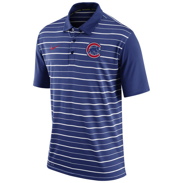 Chicago Cubs Royal Blue/White Stripe  Performance  Collared Polo