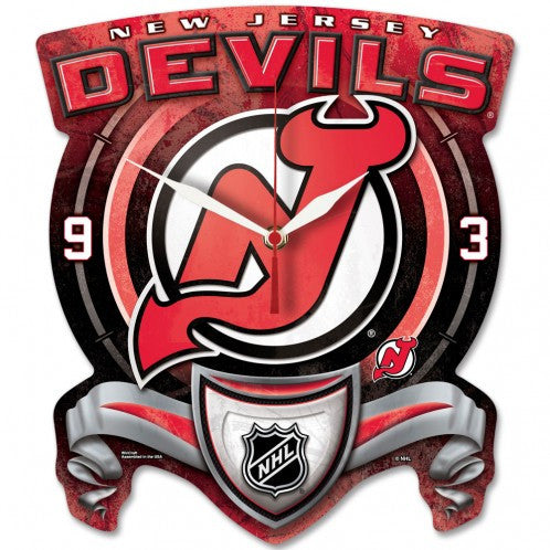 New Jersey Devils High Def. Plaque Style wall Clock