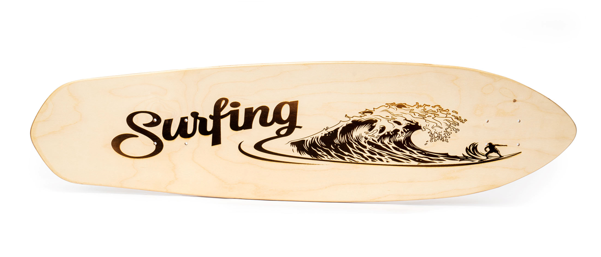 laser engraved surfboard