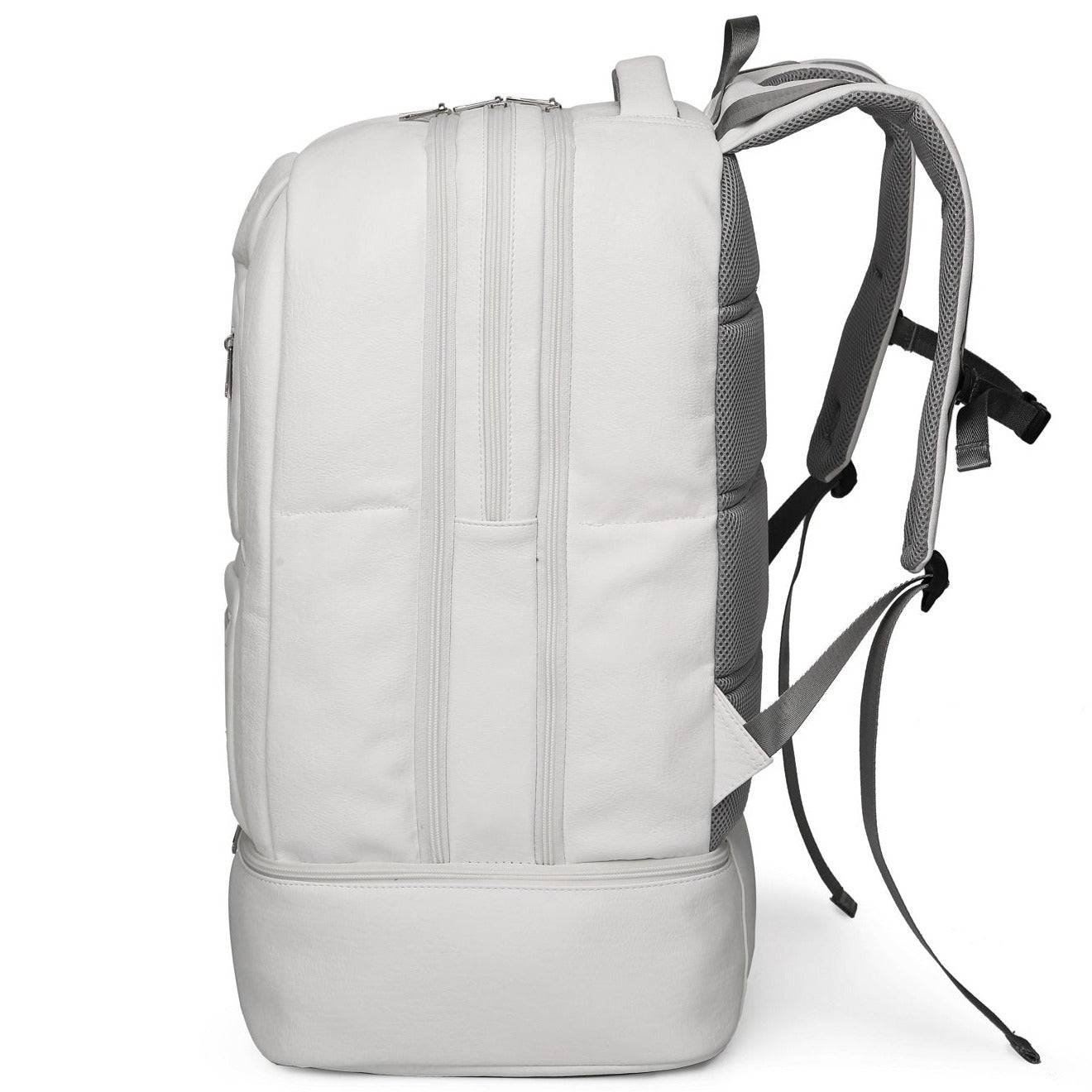 White Leather Luxury Carry-On Backpack (Patented Signature Design)