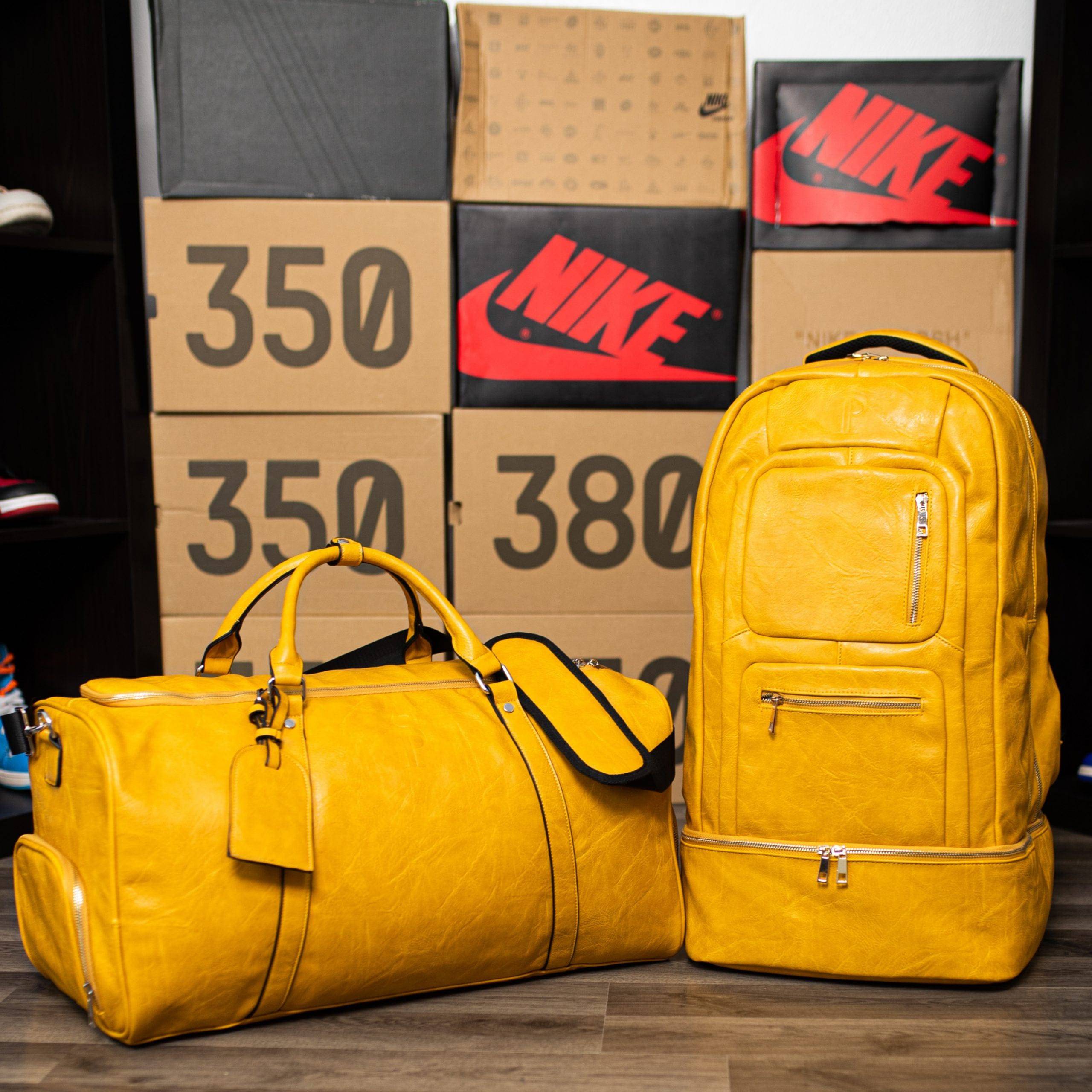 Yellow Tumbled Leather Signature Bag Set (Signature and Duffle Bag)