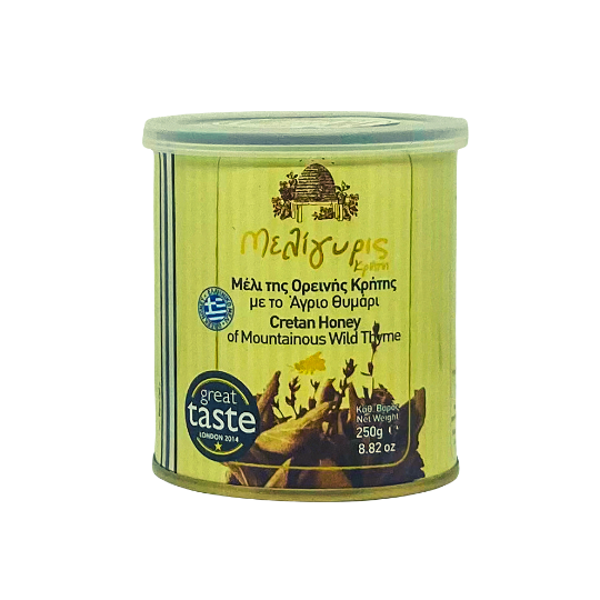 Greek Honey Wild Thyme Meligyris Metal Tin 250g