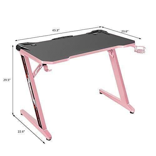 Z Shape Pink Gaming Desk