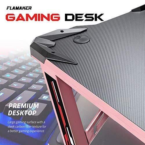 Z Shape Pink Gaming Desk