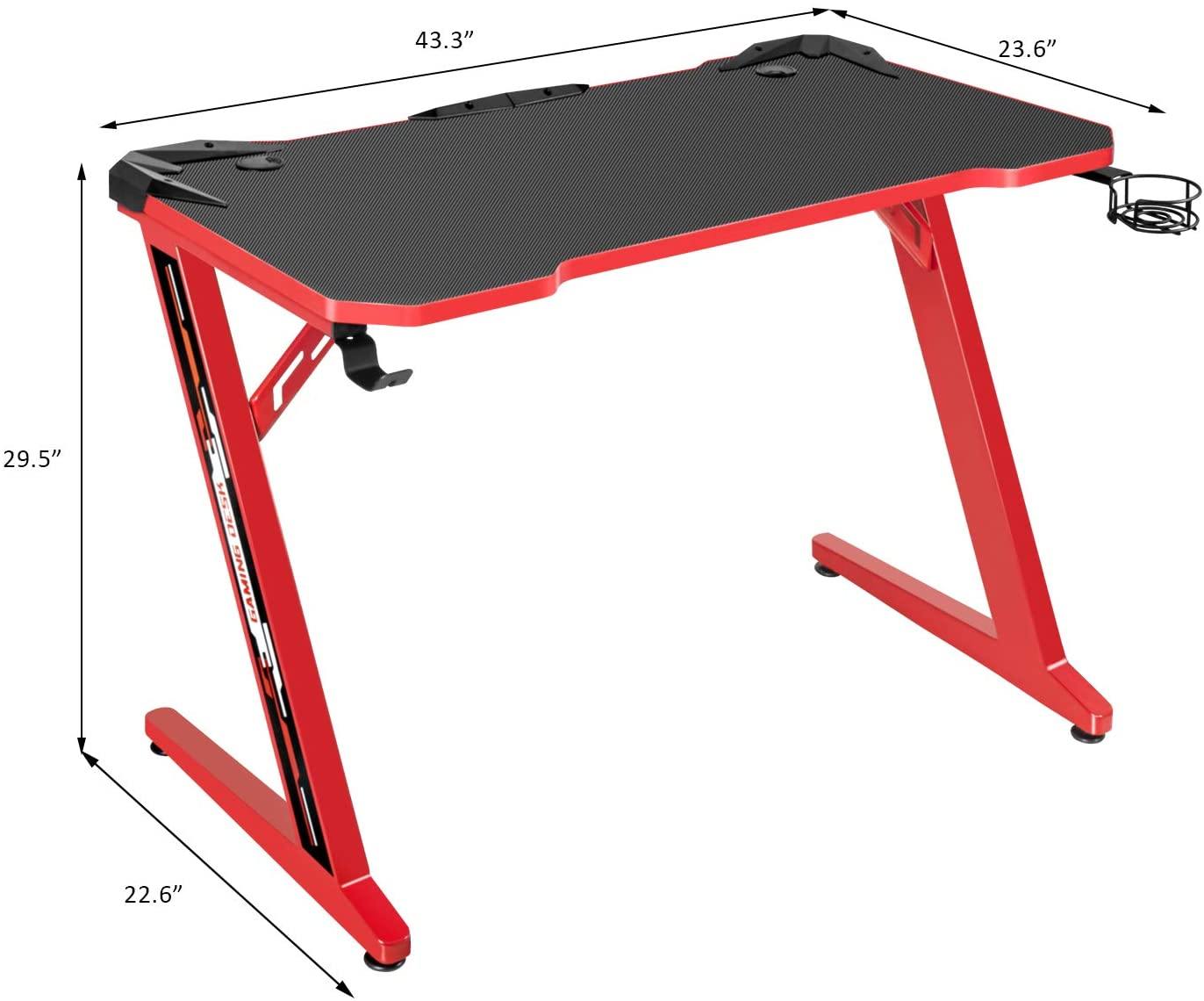 Z Shape Pink Gaming Desk