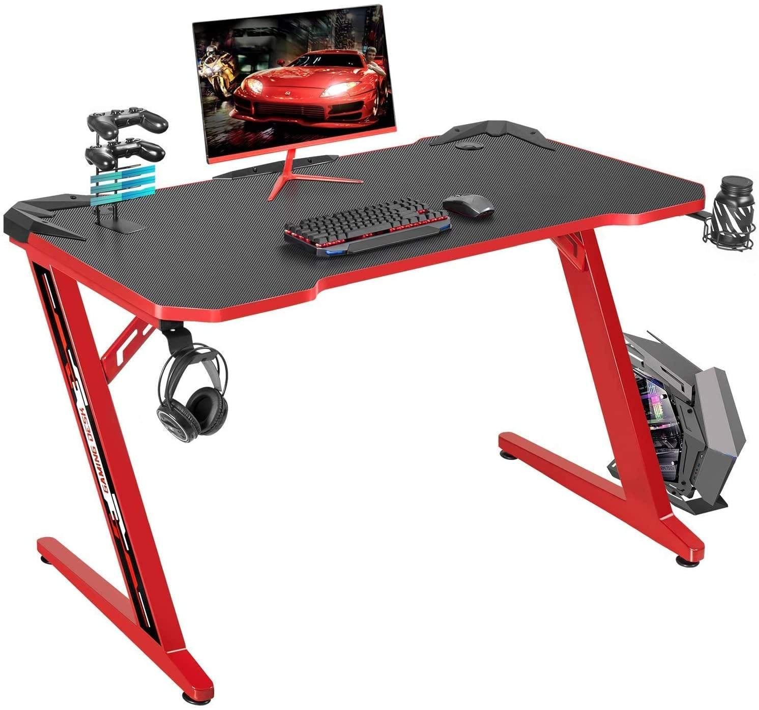 Z Shape Pink Gaming Desk