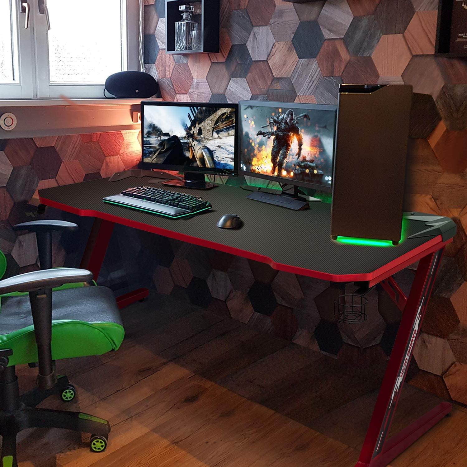 Z Shape Pink Gaming Desk