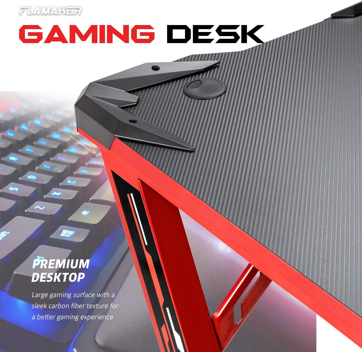 Z Shape Pink Gaming Desk