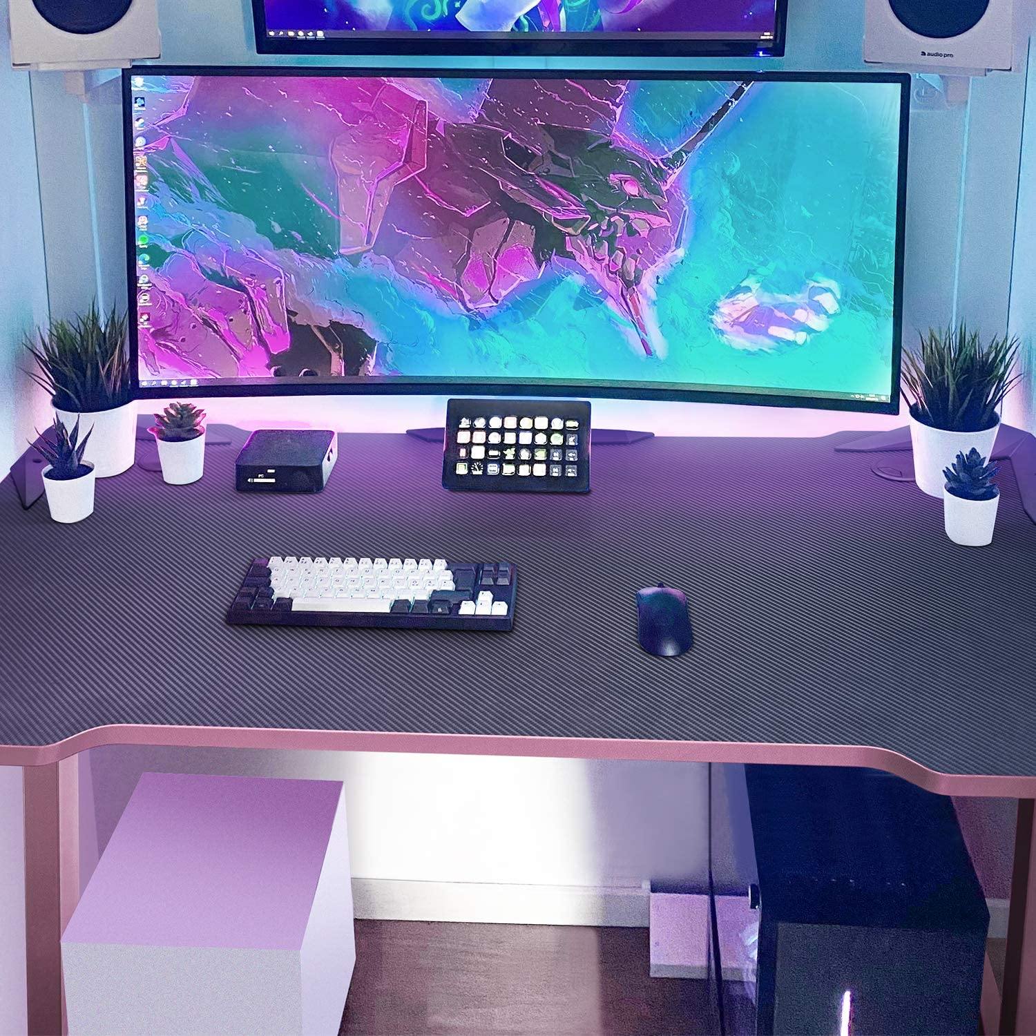 Z Shape Pink Gaming Desk