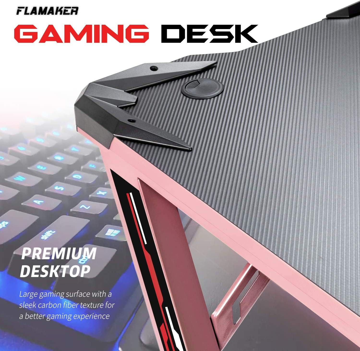 Z Shape Pink Gaming Desk