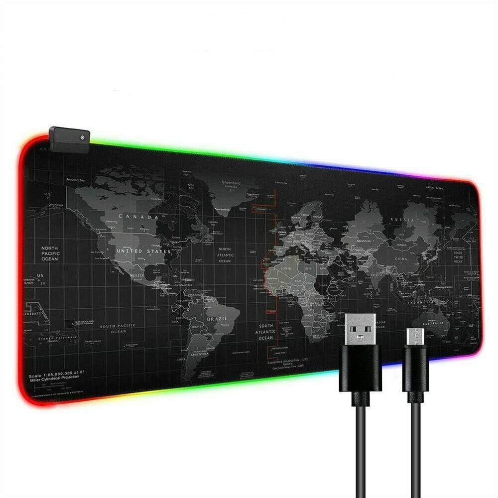 HopeRacer Gaming Mouse Pad With LED Light World Map