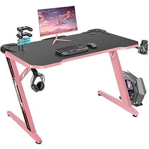 Z Shape Pink Gaming Desk