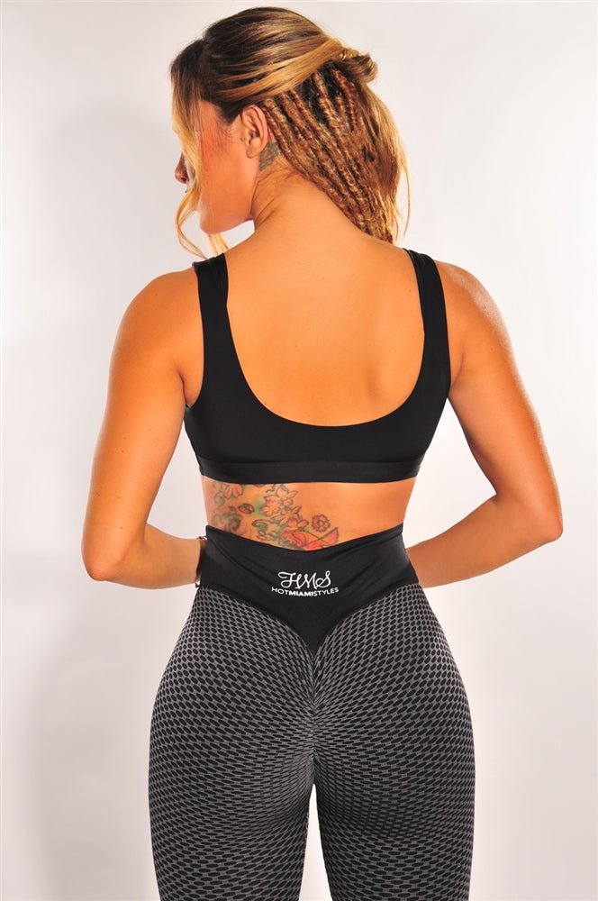 HMS Fit: Black Textured Scrunch Butt High Waist Leggings