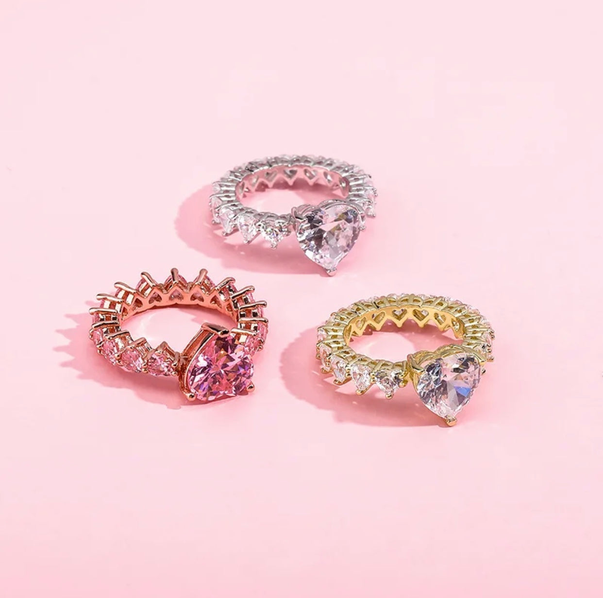 Iced Out Heart Rings
