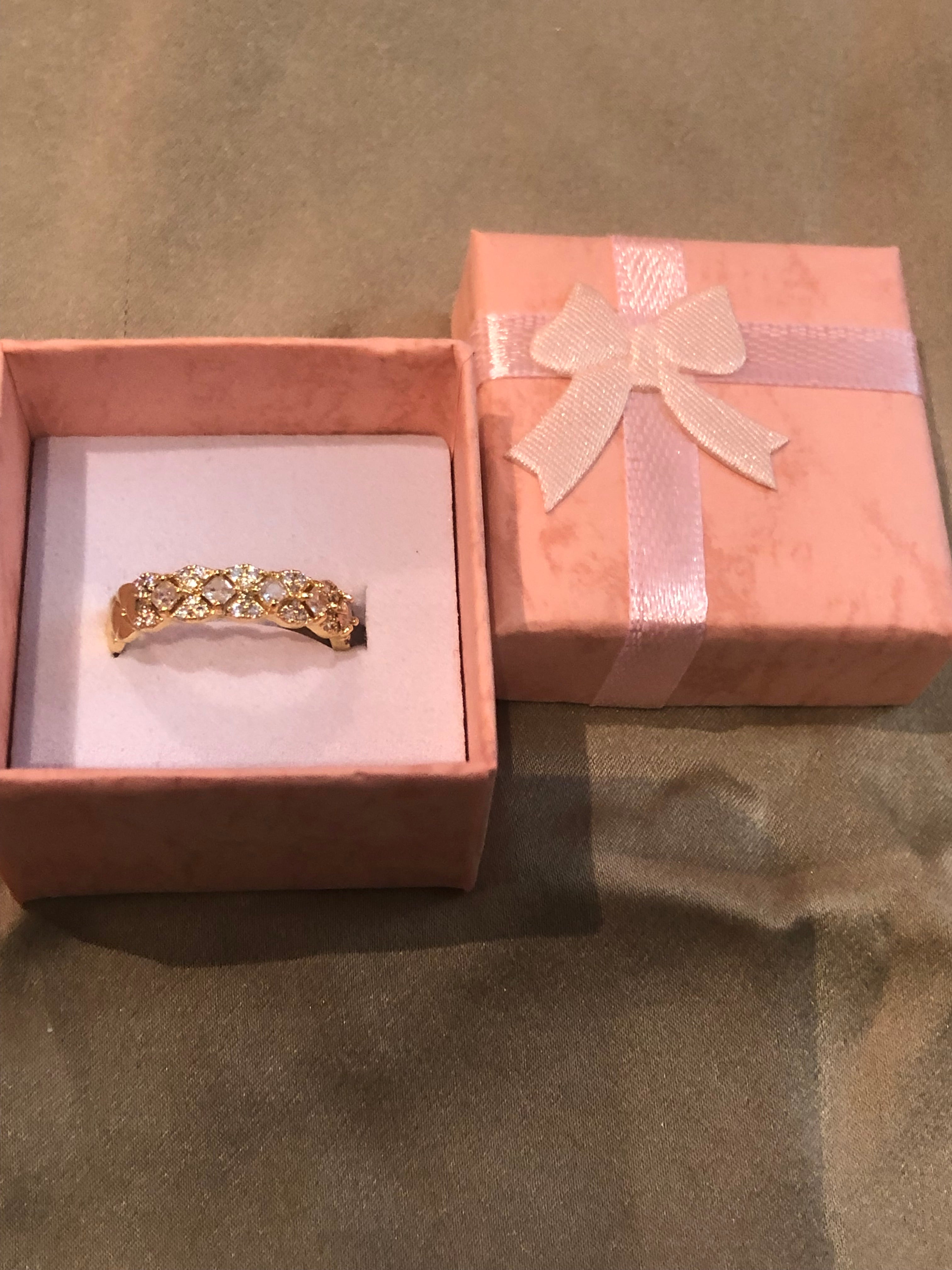 Two Row Gold Cubic Zirconia Ring