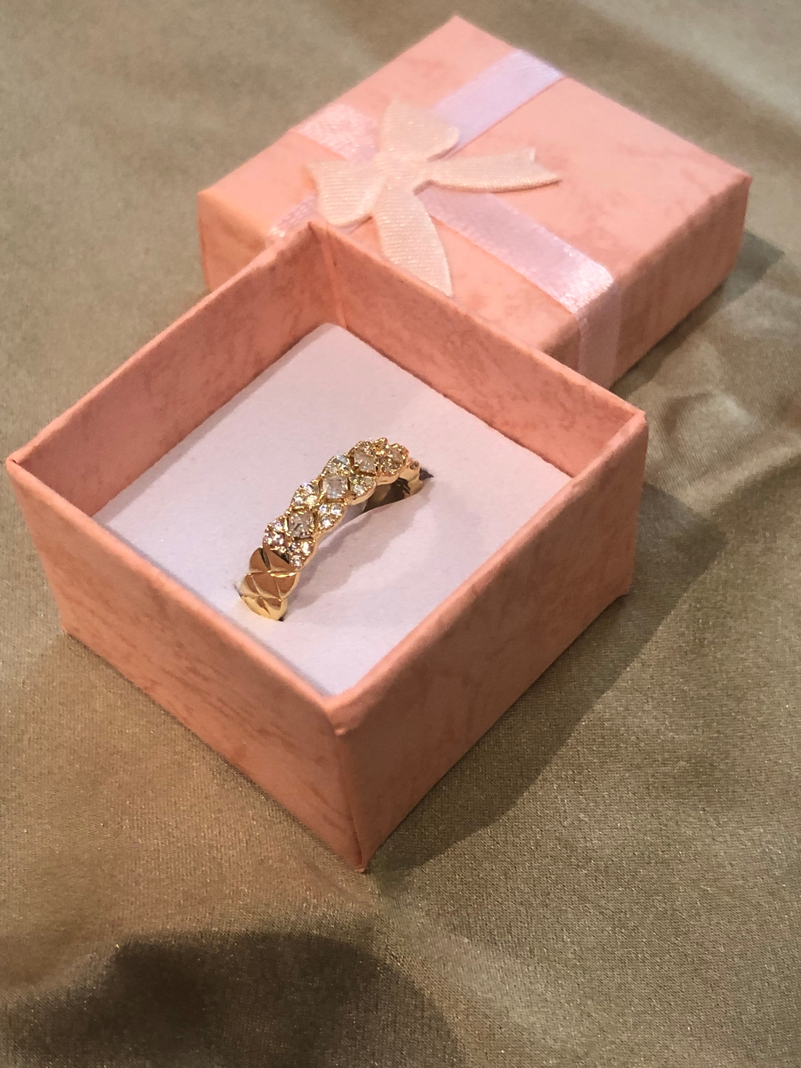 Two Row Gold Cubic Zirconia Ring