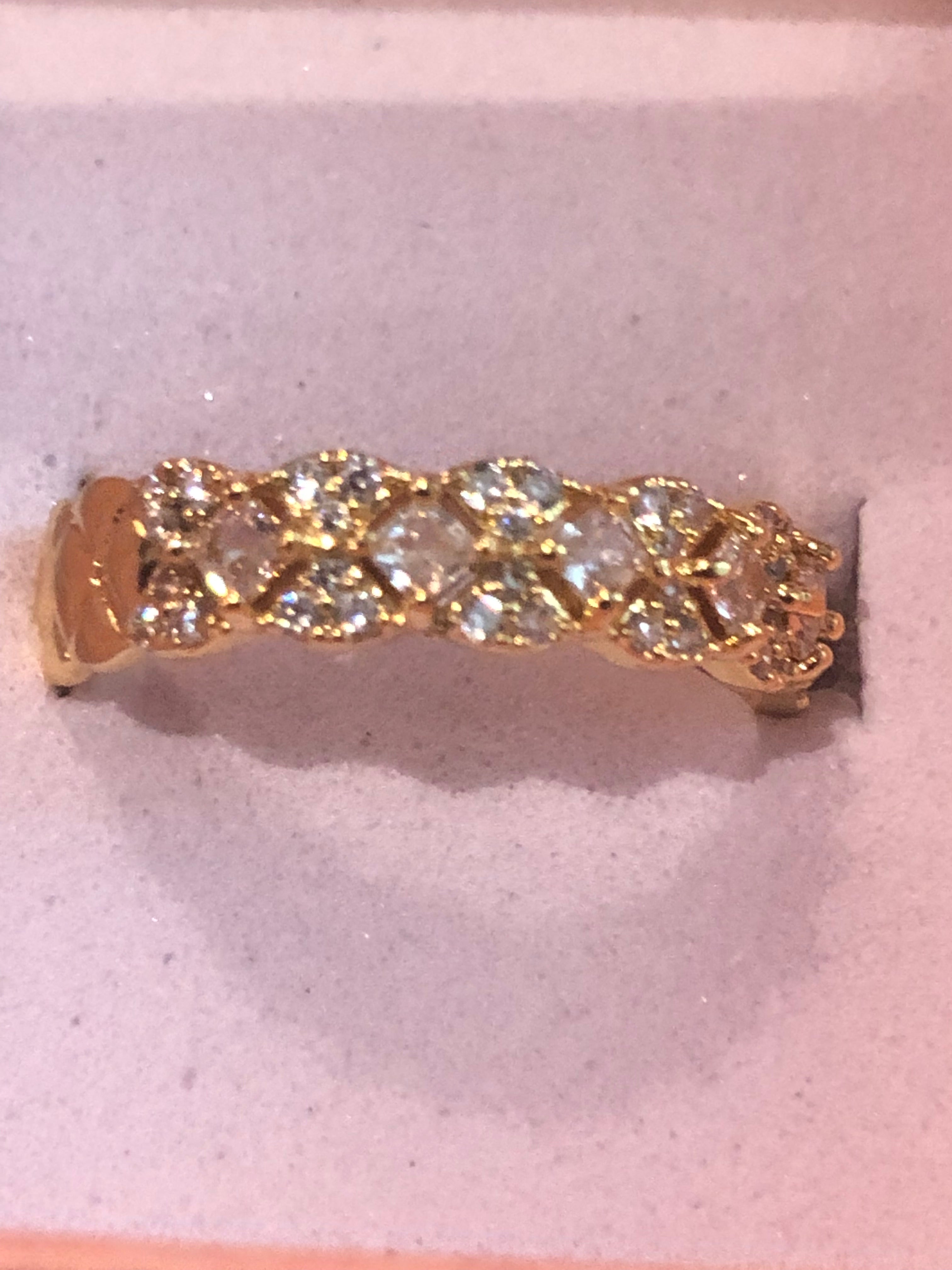 Two Row Gold Cubic Zirconia Ring