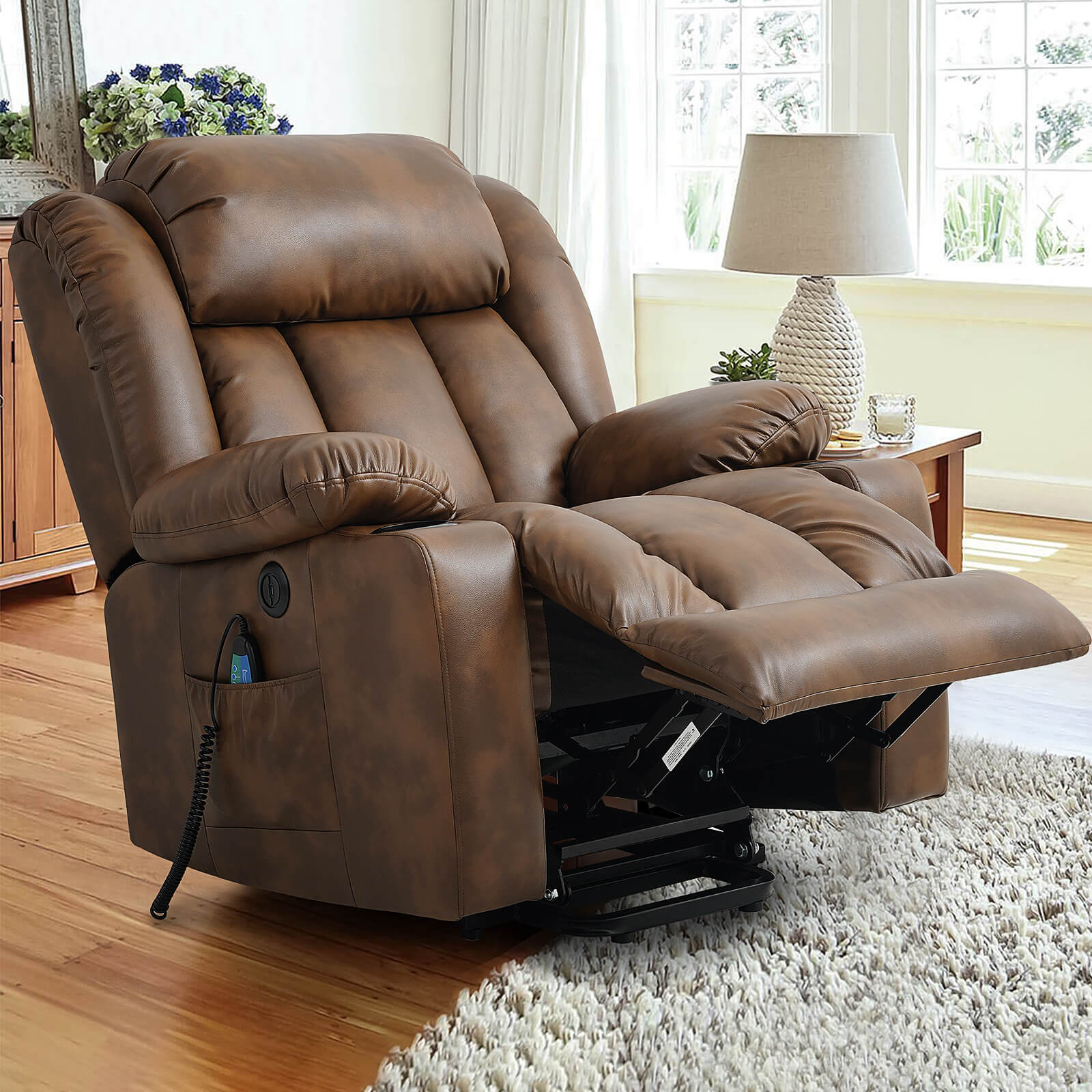 Luxury Power Lift Recliner Chair With Vibration Massage and Heating, 34.6