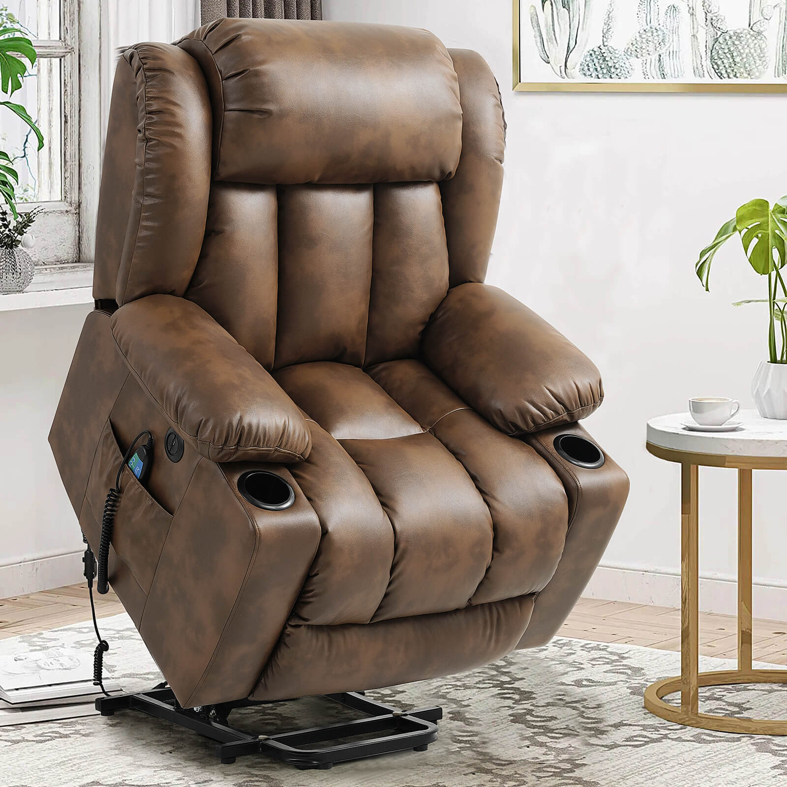 Luxury Power Lift Recliner Chair With Vibration Massage and Heating, 34.6