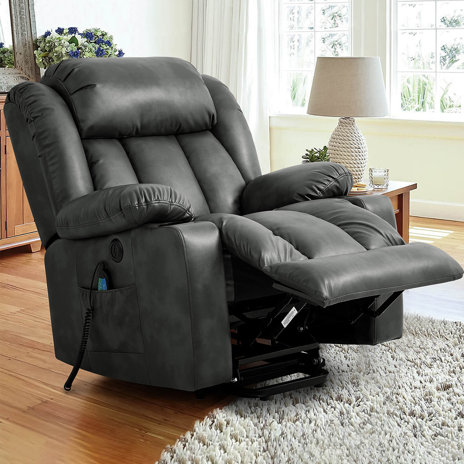 Luxury Power Lift Recliner Chair With Vibration Massage and Heating, 34.6