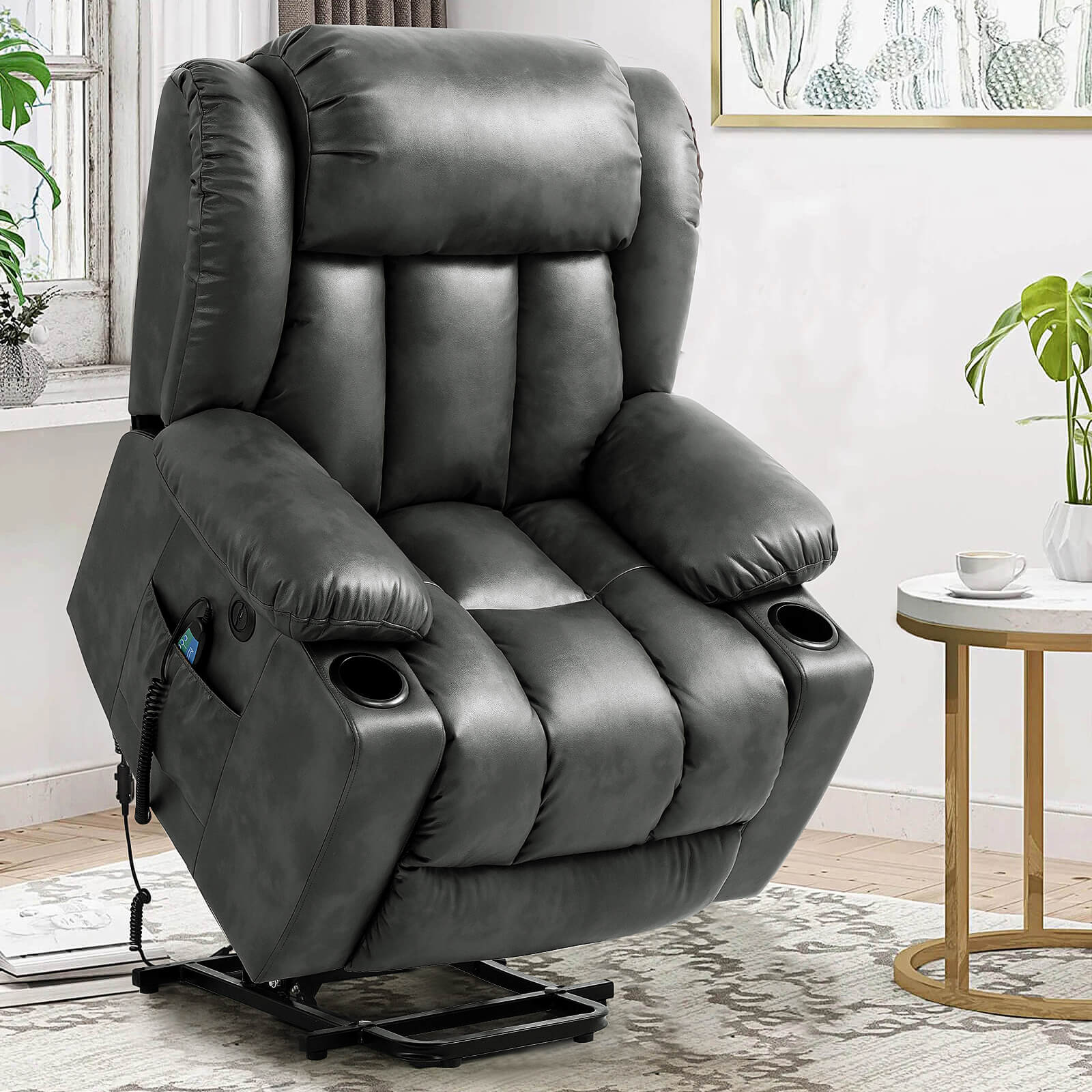 Luxury Power Lift Recliner Chair With Vibration Massage and Heating, 34.6