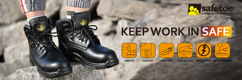 Safetoe Men's Steel Toe Work Boots Safety Indestructible Breathable Hiking Shoes