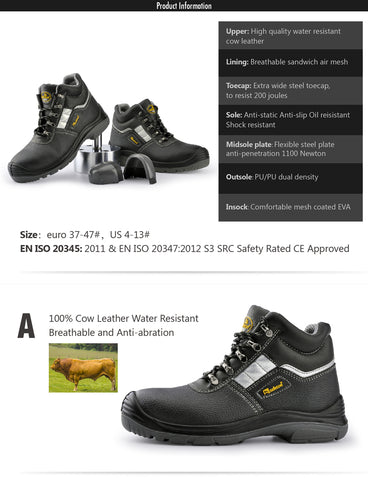 Mens Work Boots Safety Shoes Steel Toe Cap Non-Slip Anti-oil Waterproof 