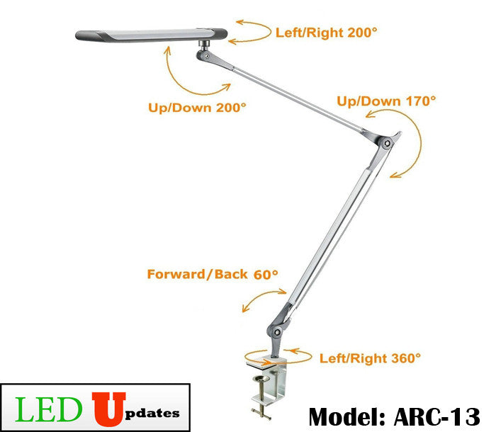 Clamp on Architect LED Desk Lamp with Multipoint adjustable arm