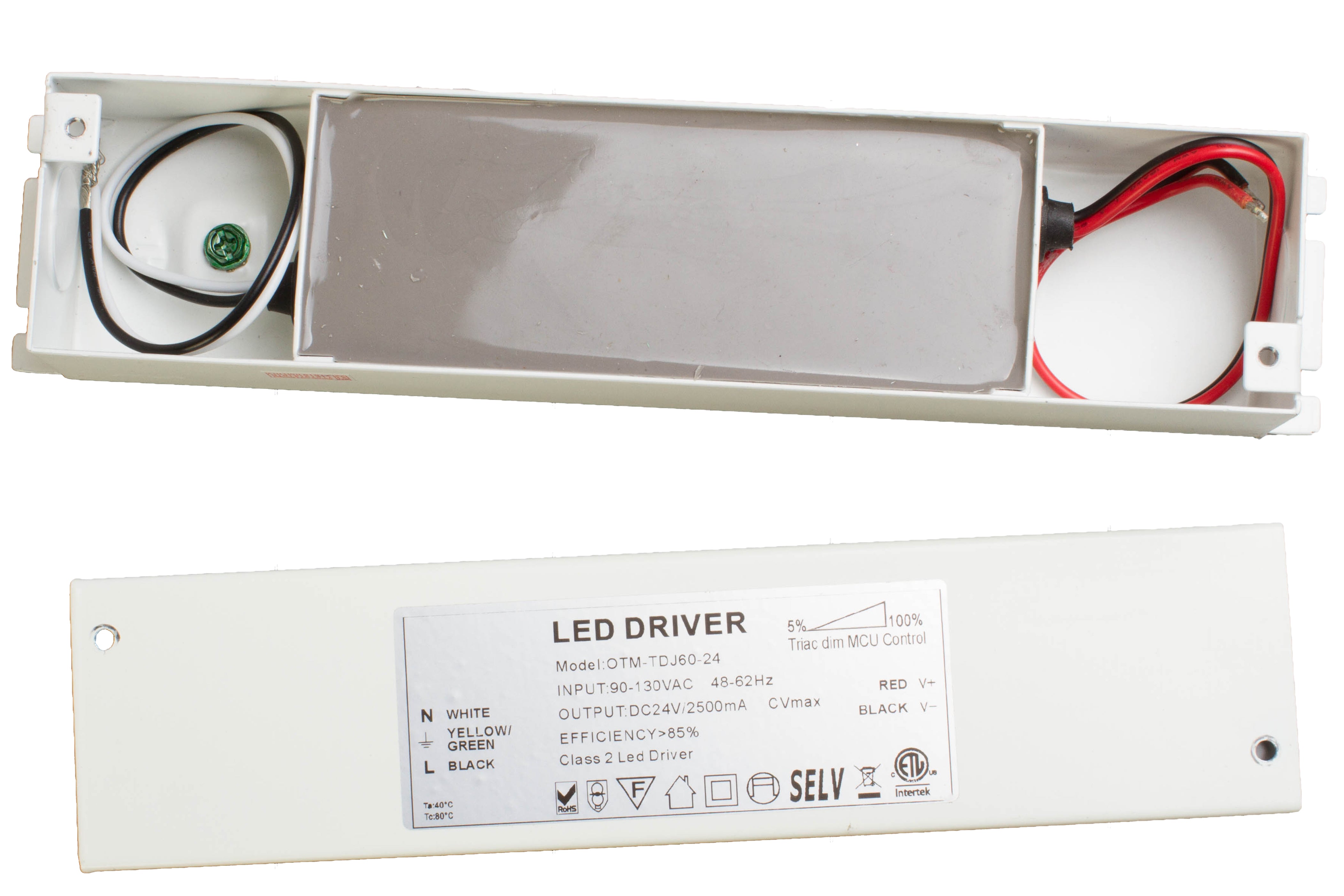 ETL Listed 24V 60w Class 2 Triac Dimmable Power Supply with Junction box built-in