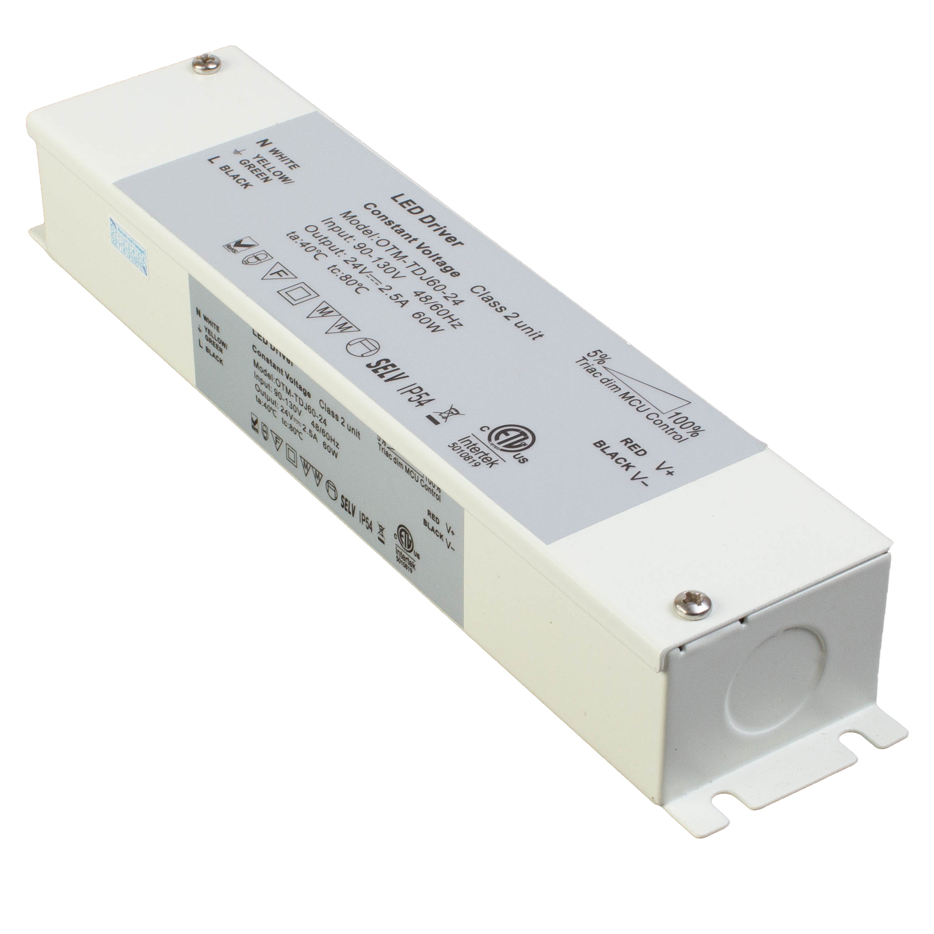 ETL Listed 24V 60w Class 2 Triac Dimmable Power Supply with Junction box built-in