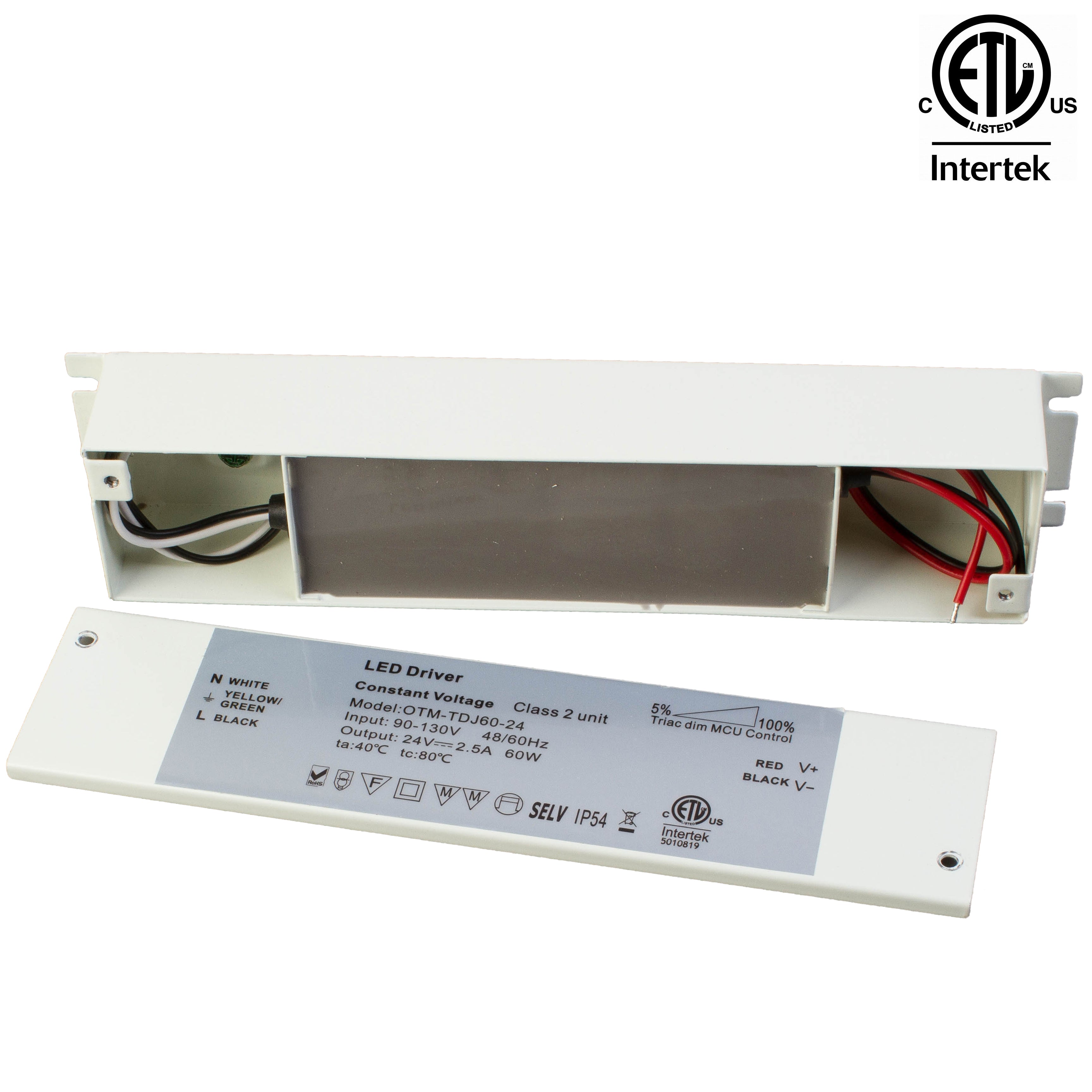 ETL Listed 24V 60w Class 2 Triac Dimmable Power Supply with Junction box built-in