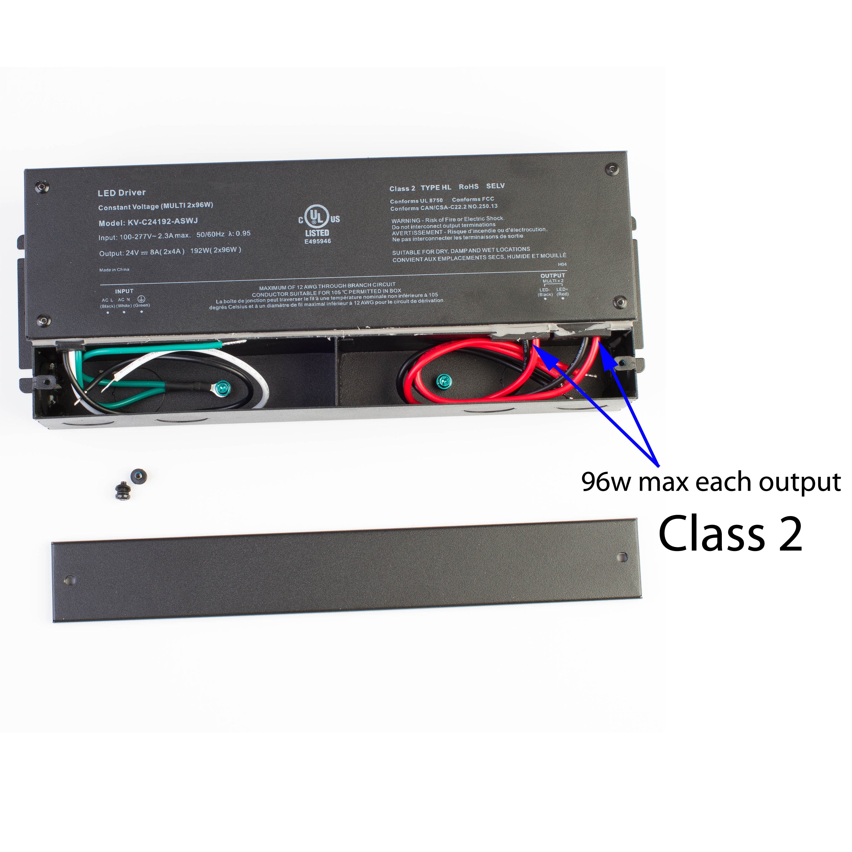 UL listed 24v 192w (96w x 2) Class 2 Power supply Driver