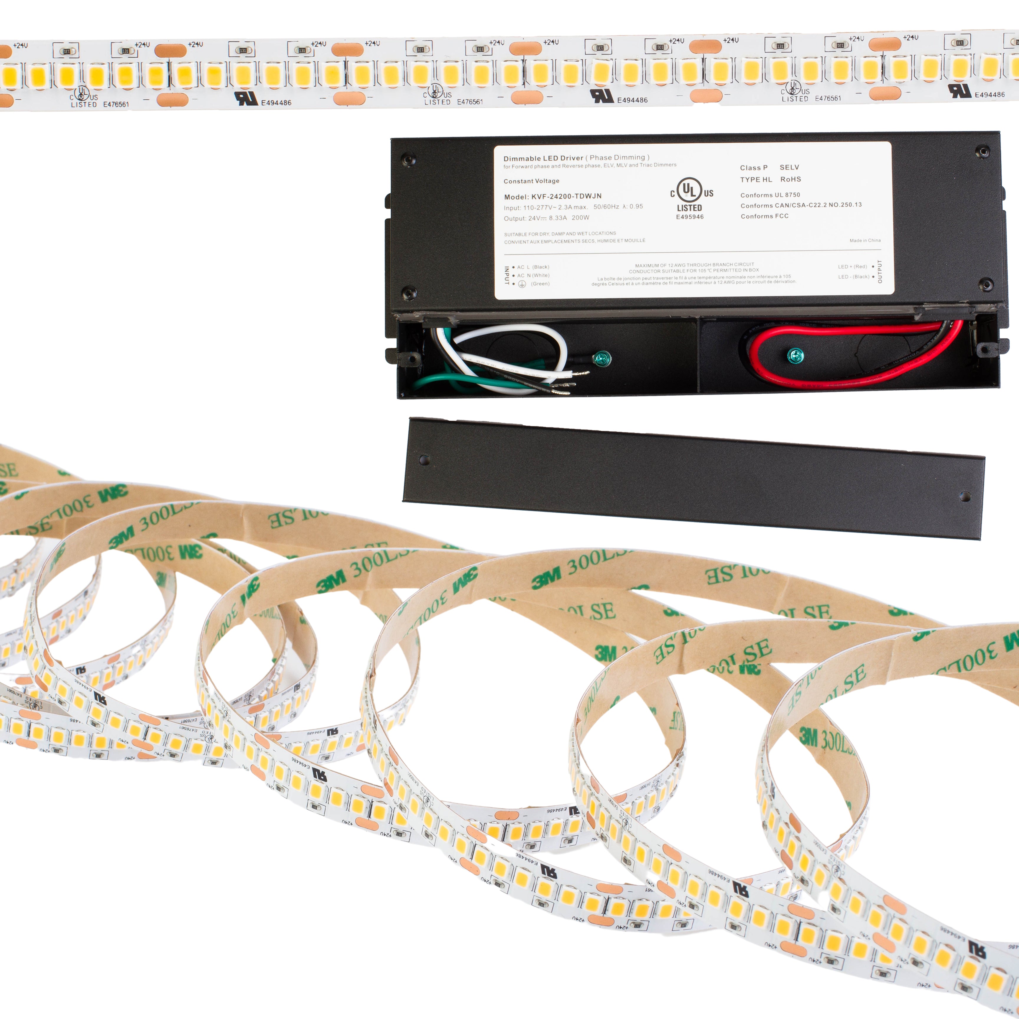 24v Ultra Premium Super Bright Series CRI 95 4000k Natural white color LED strip light + Aluminum Channel