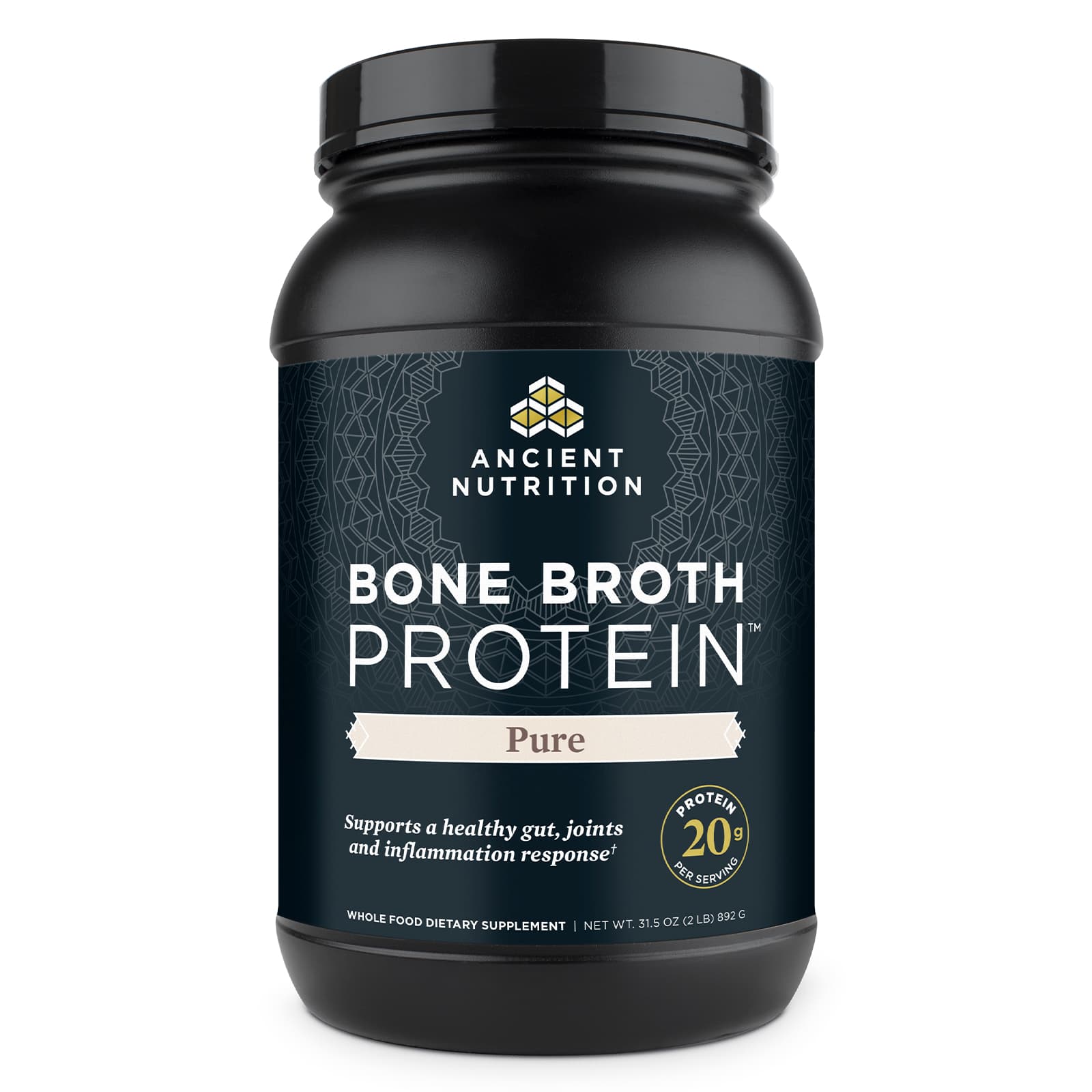 Ancient Nutrition, Bone Broth Protein, Pure, 40 Servings, 31.46 oz (892 g)