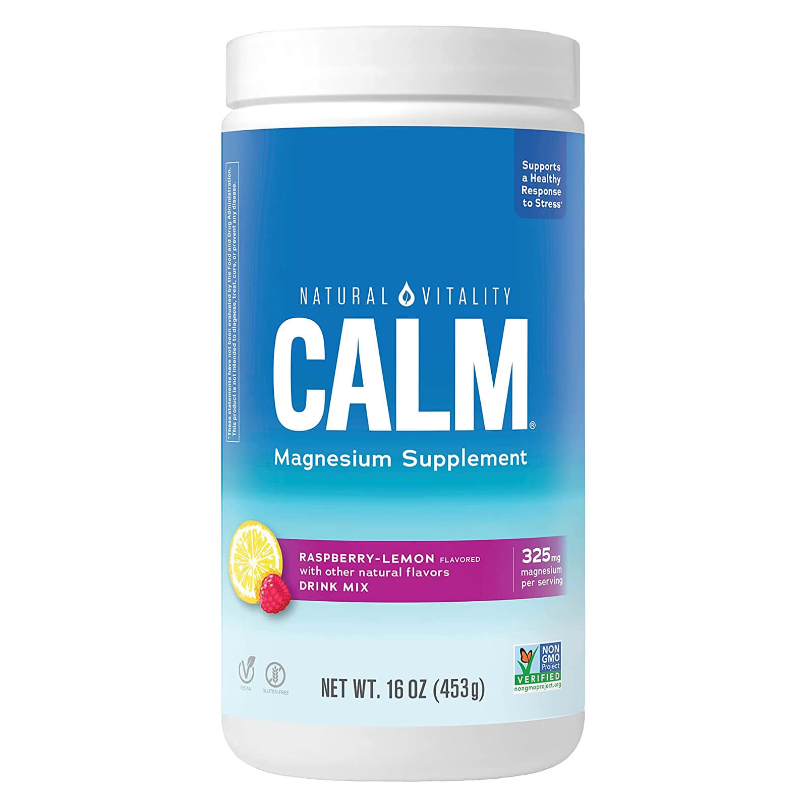CLEARANCE! Natural Vitality Natural Calm Raspberry Lemon 16 oz, BEST BY 01/2024
