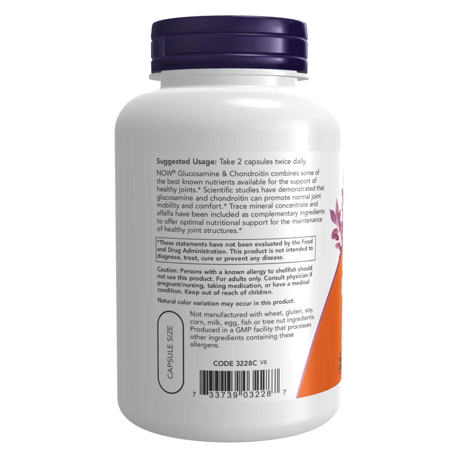 NOW Foods Glucosamine & Chondroitin with Trace Minerals 120 Veg Capsules