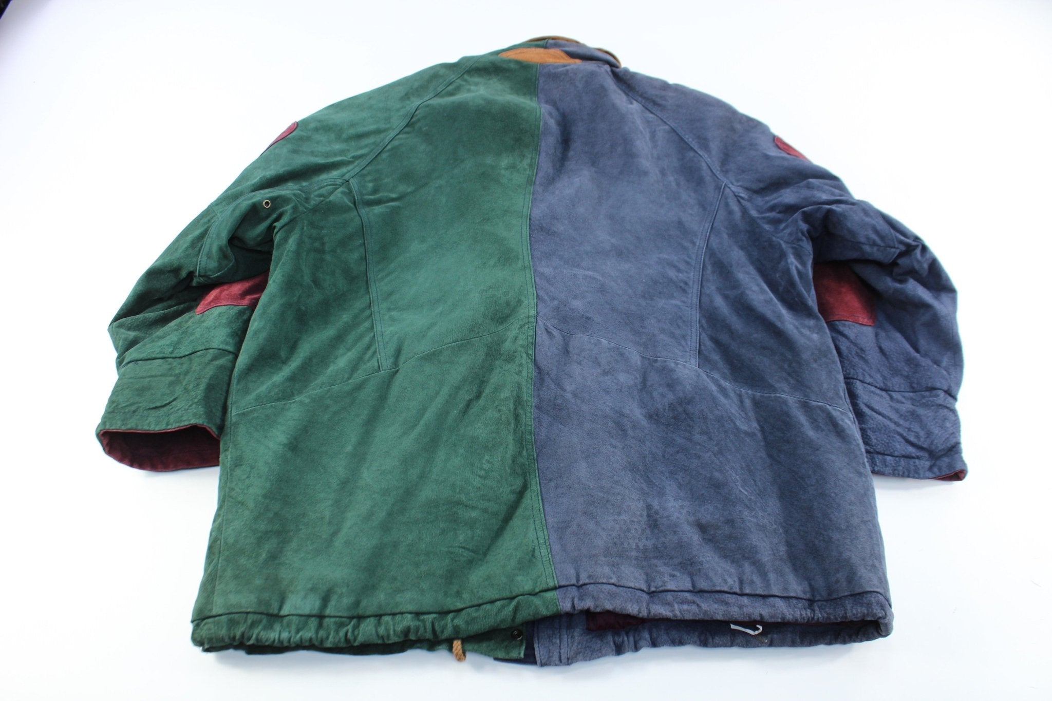 Gitano Colorblock Suede Leather Zip Up Jacket