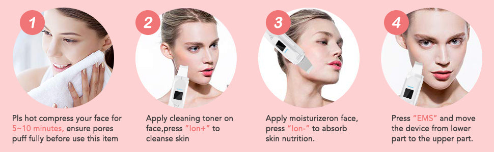 Hamswan Upgraded Electric Ultrasonic Ems Ion Face Cleaner Blackhead Removal Pores Cleaner Wrinkle Remover