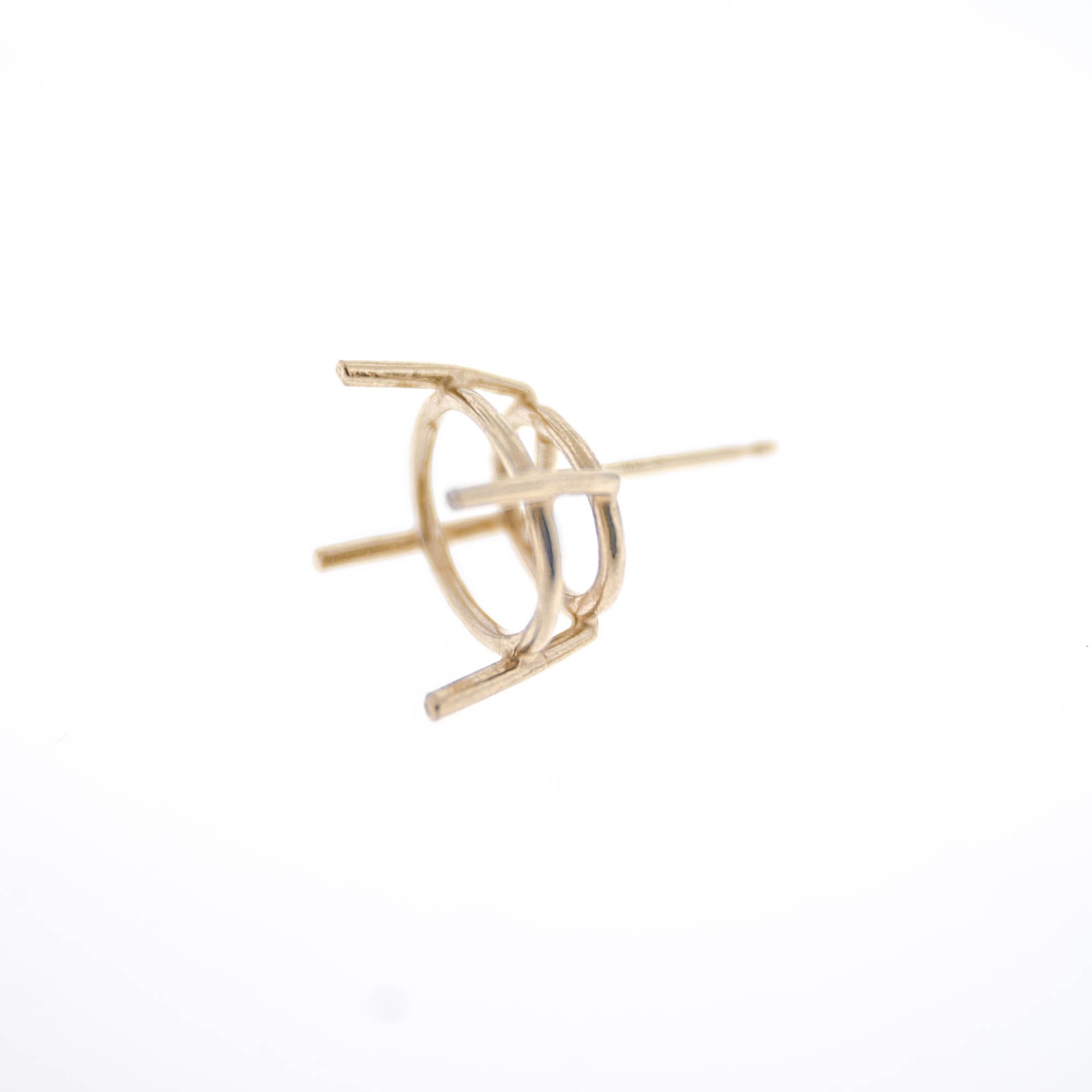 14K Yellow 4 Prong Oval Basket Earring