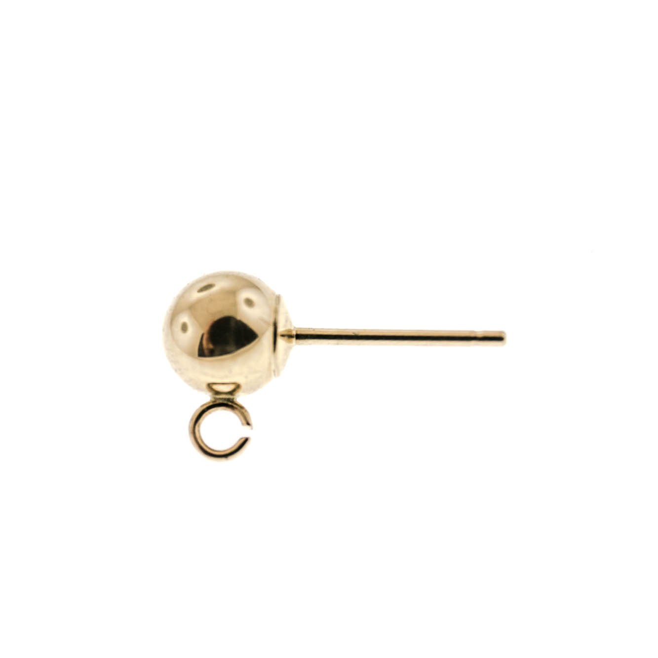 14K Yellow Gold Ball Post with Ring Earring