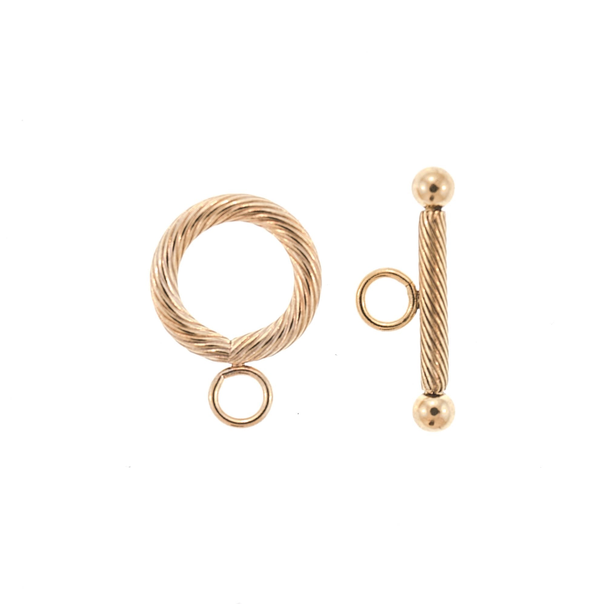14/20 Yellow Gold-Filled 12MM Toggle Set with Swirl Design