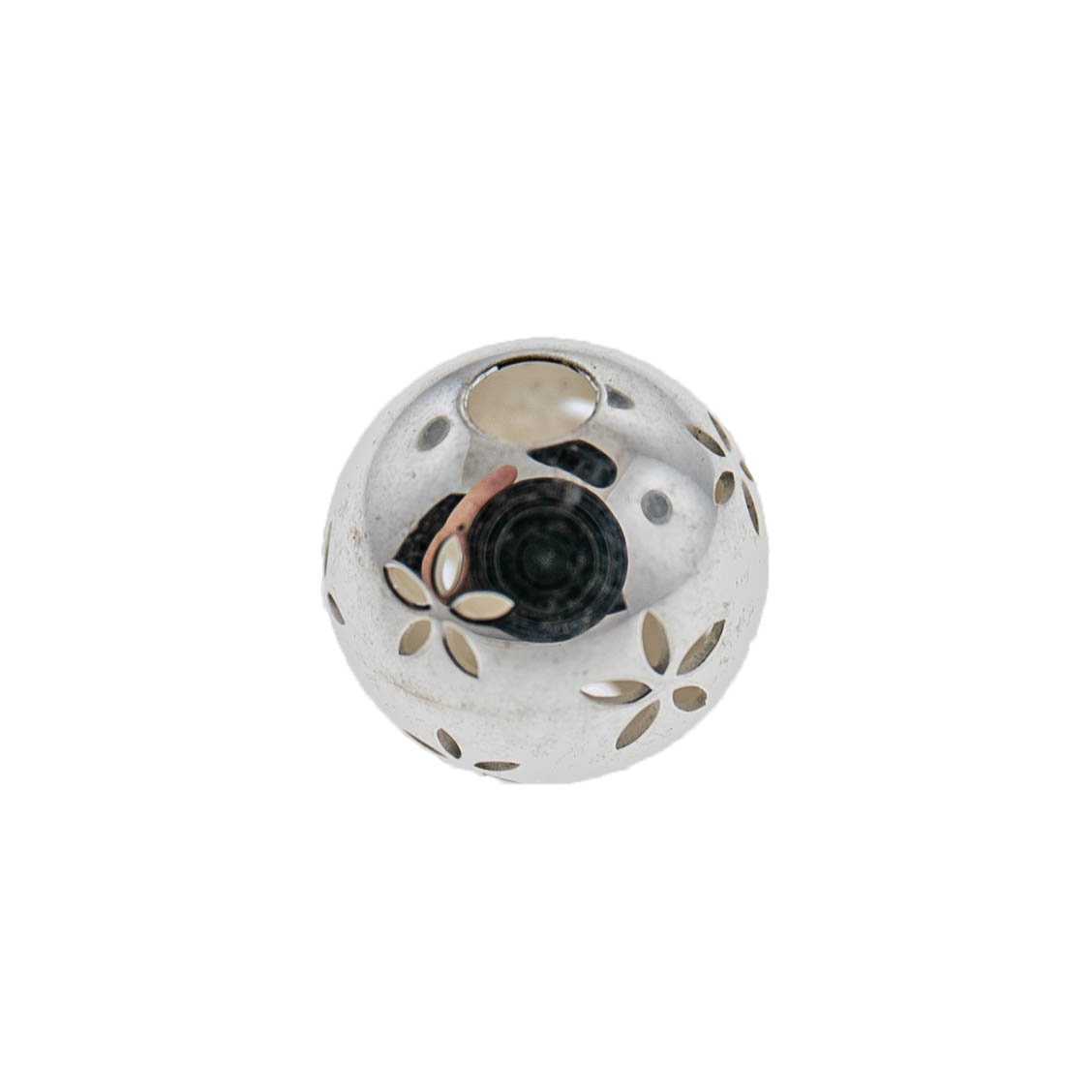 Sterling Silver Bead with Perforated Flowers