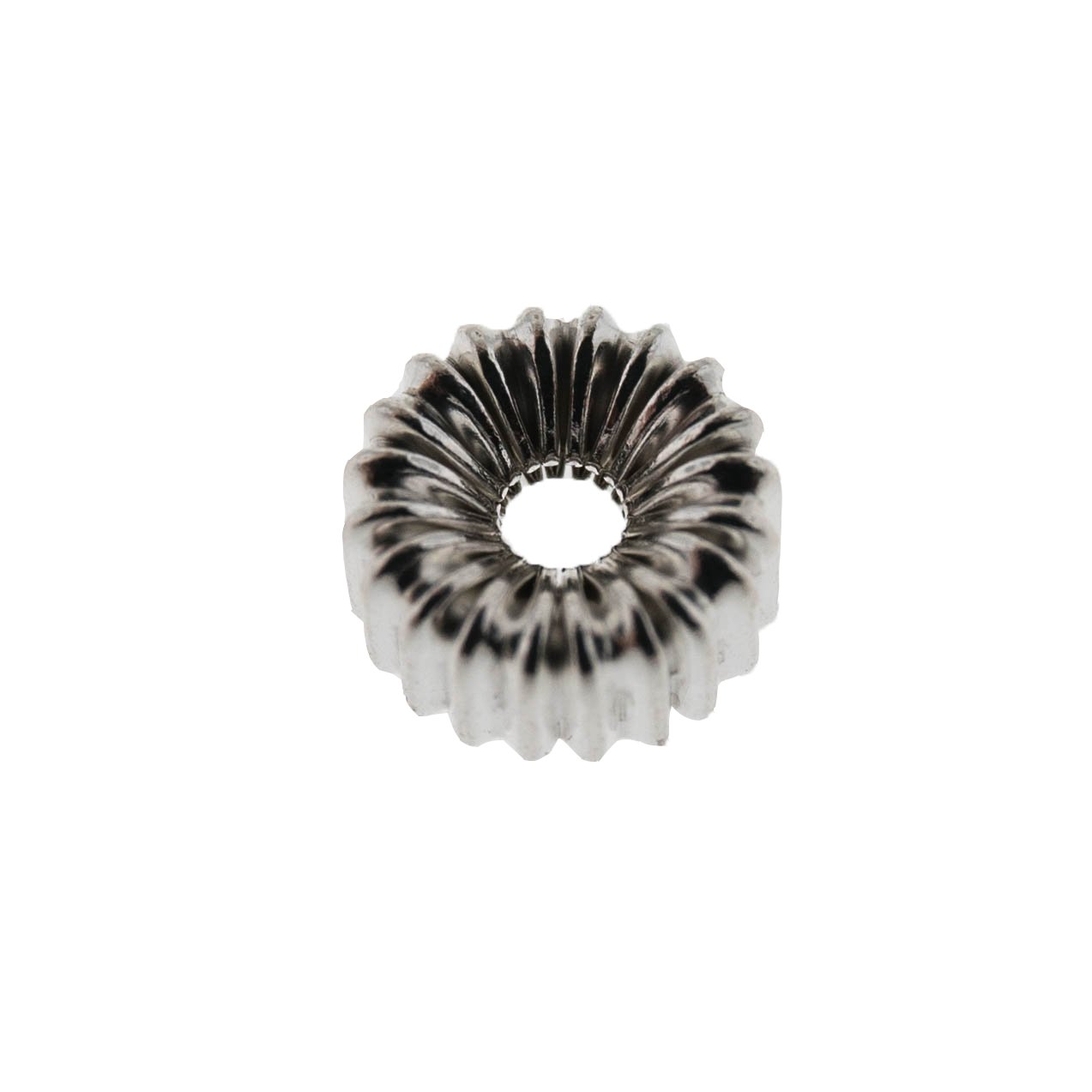 Sterling Silver Corrugated Rondel Bead