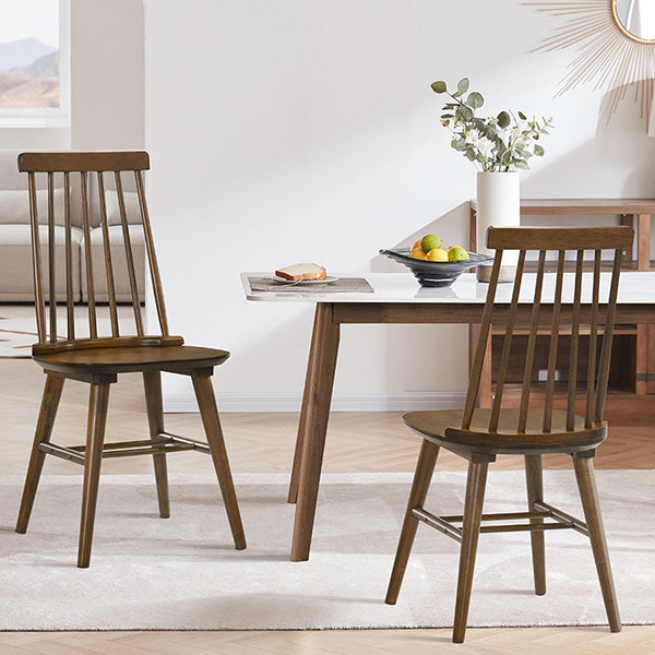 spindle back wood dining chairs
