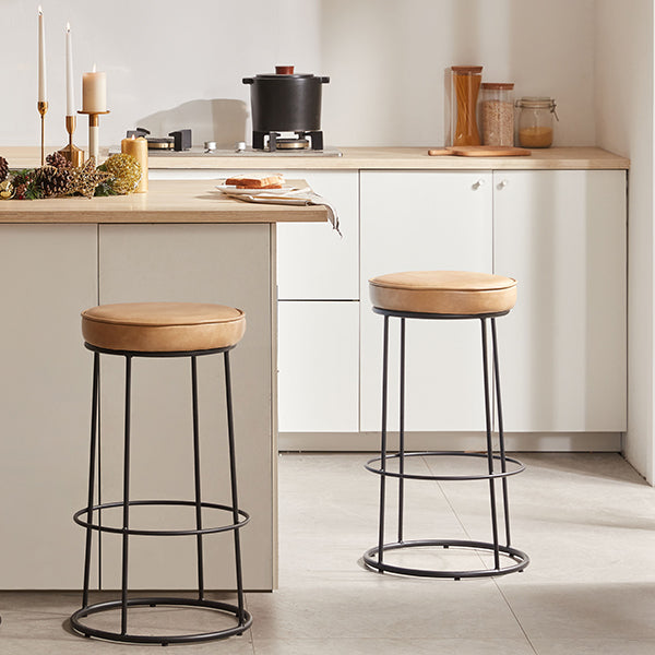 creme color backless bar stools