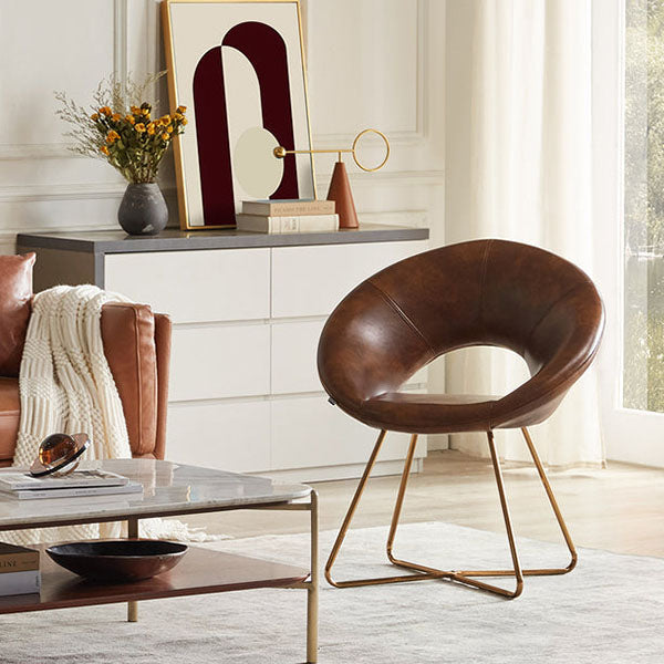 duhome faux leather papasan chair