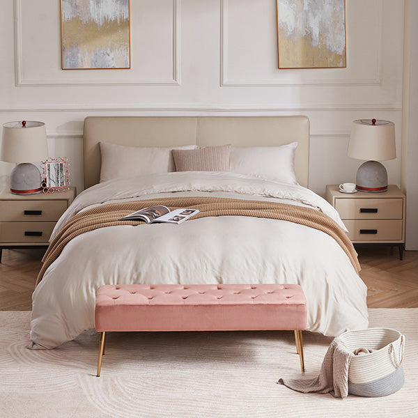 light pink bench for bedroom