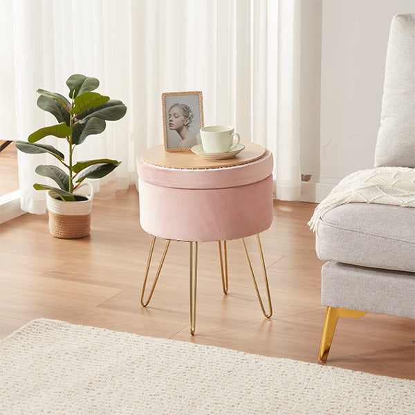 velvet storage ottoman